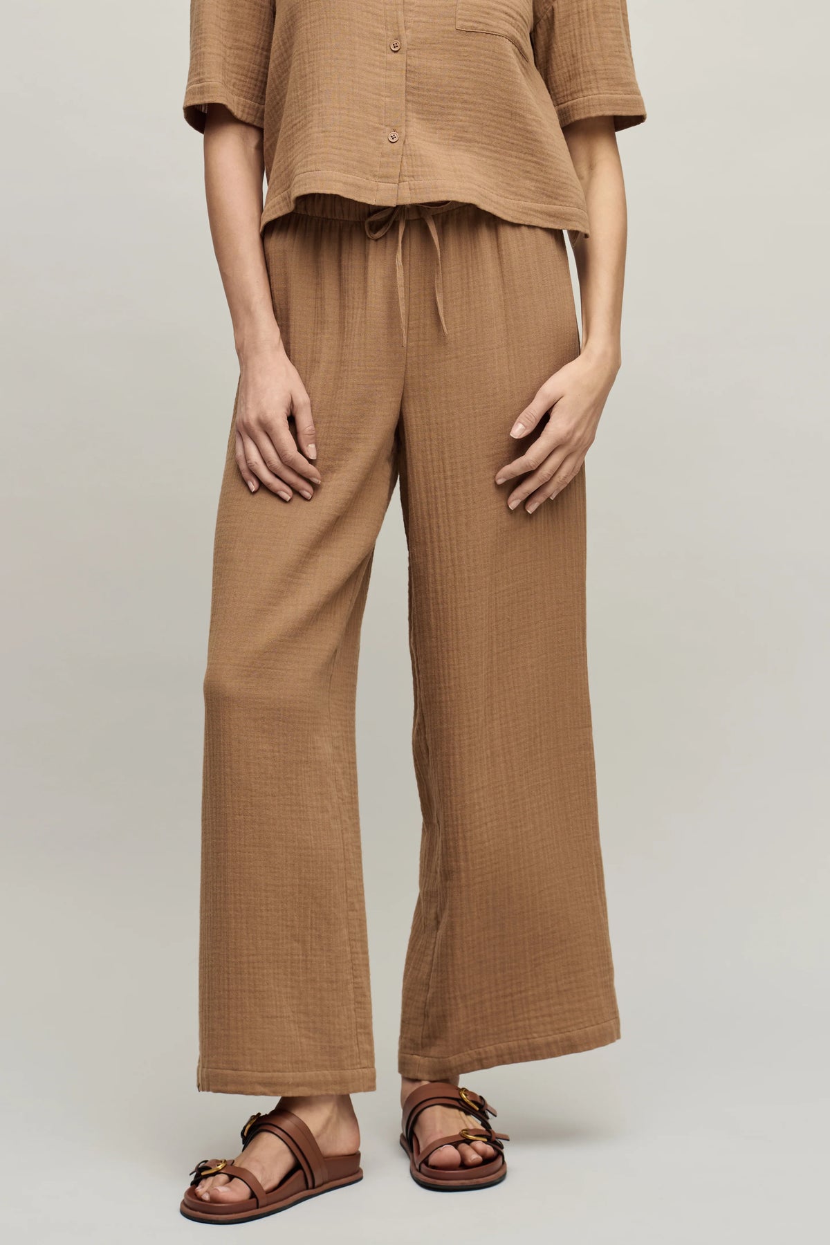 Cotton Gauze Wide Leg Pant