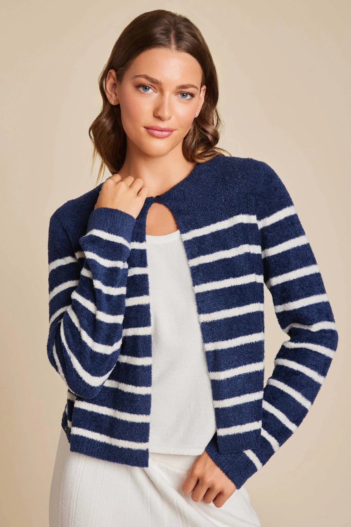 CozyChic Lite® Striped Cardigan With Button