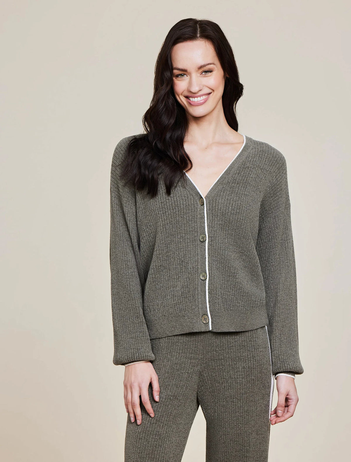 CozyChic Ultra Lite® Contrast Ribbed cardigan