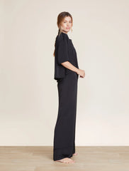 Washed Satin Piped Wide Leg Pant